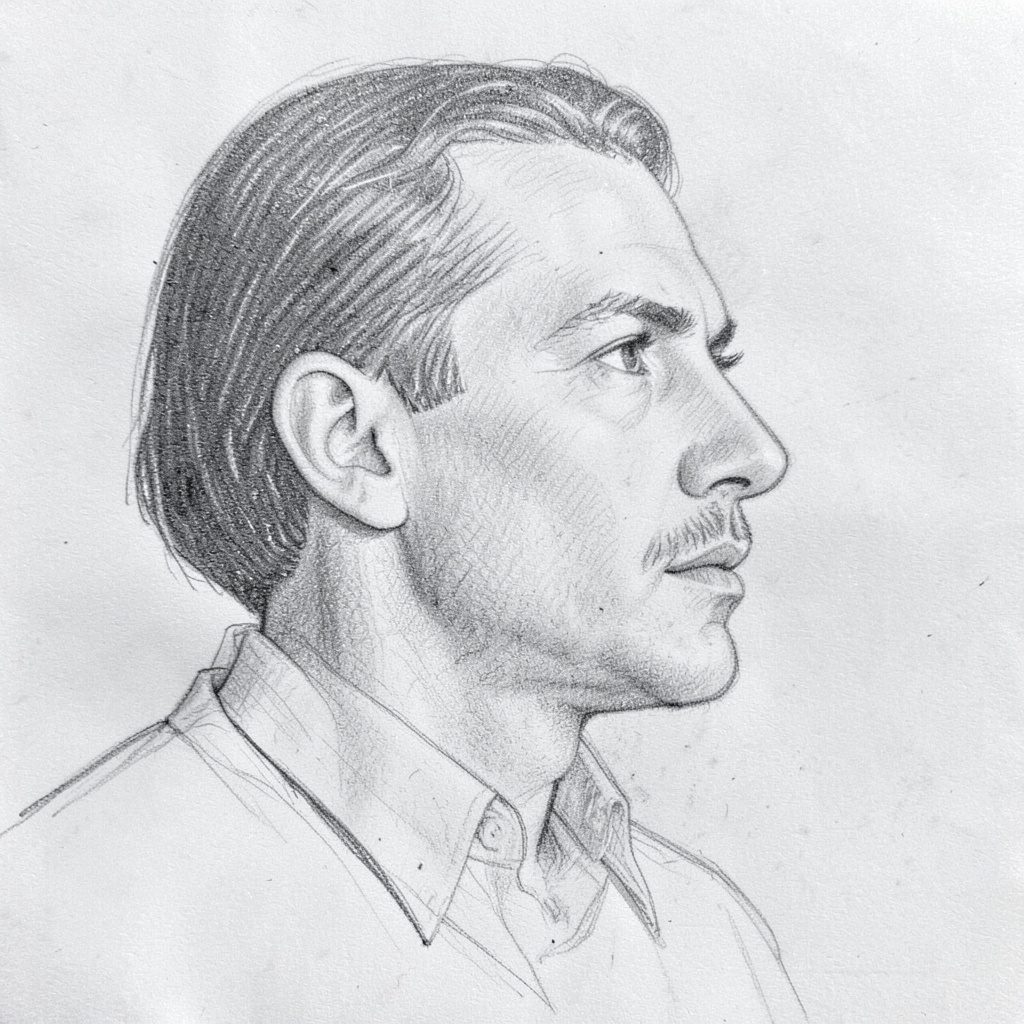 Close-up graphite sketch of a men's athletic jersey with subtle tonal stripe detailing, soft gray pencil shading.